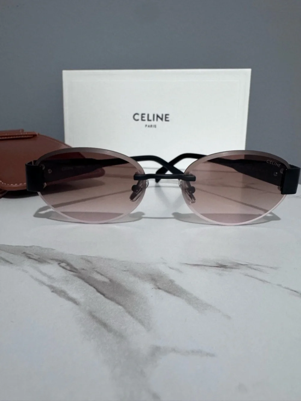 Celine Brown Gradient Round Sunglasses with Black Temples - Picture 13 of 14